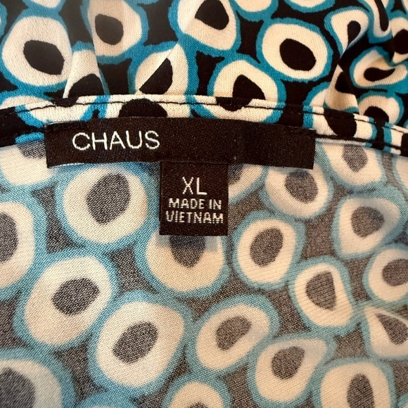 Chaus Patterned Top with cowl neck & rutching on sides EUC Women’s size XL - Picture 5 of 8